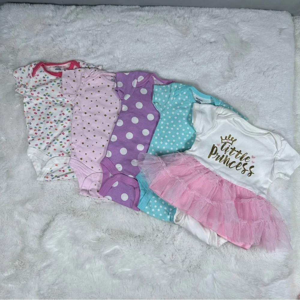 Gerber Baby Girl Assorted Bodysuits Bundled